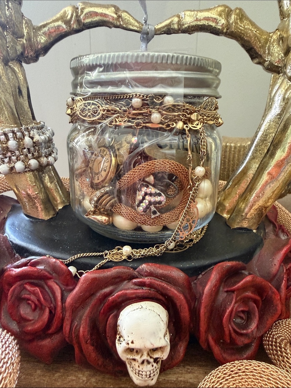 Cherish small and big treasures copper gold guardian mystery jewelry jar